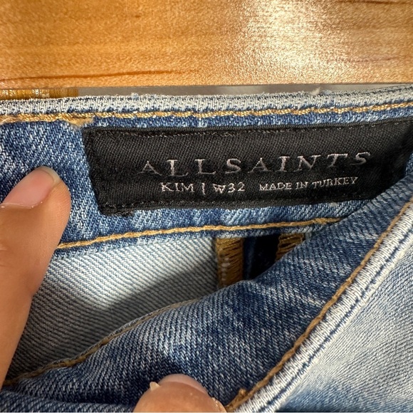 AllSaints Kim Two Toned Asymmetrical Hem Jeans sz 32 - Picture 7 of 9